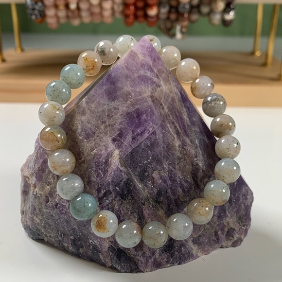 8mm Muscovite Beaded Bracelet Stretch Beaded Bracelet - Picture 1 of 2